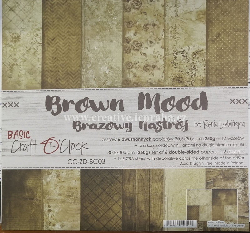 Basic 03- Brown mood-sada 6ks/12vzorů 250gsm/30cm